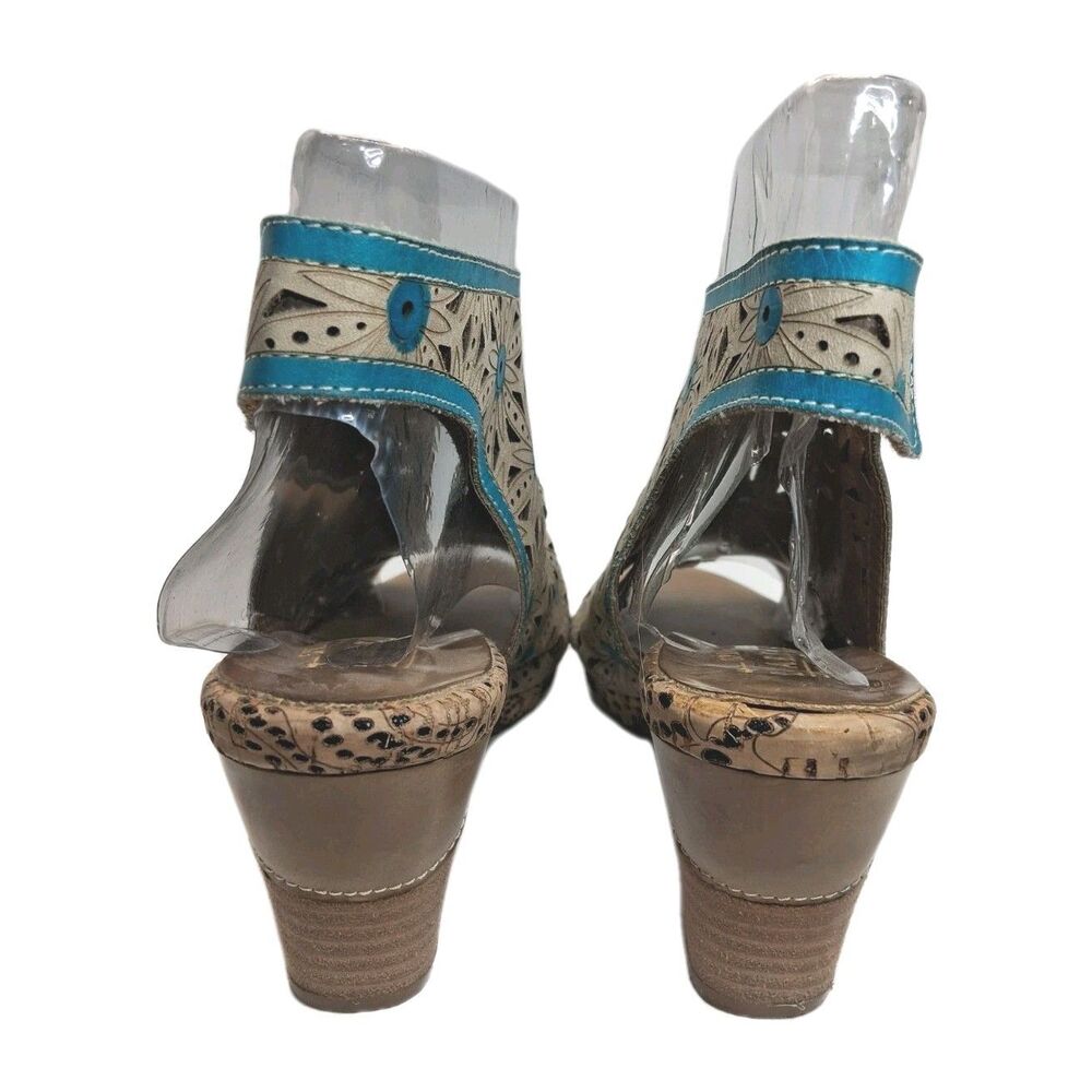 L'Artiste Spring Step Marjan Women’s Sz 38 7.5-8 Cutout Leather Heeled Sandals - Picture 8 of 11